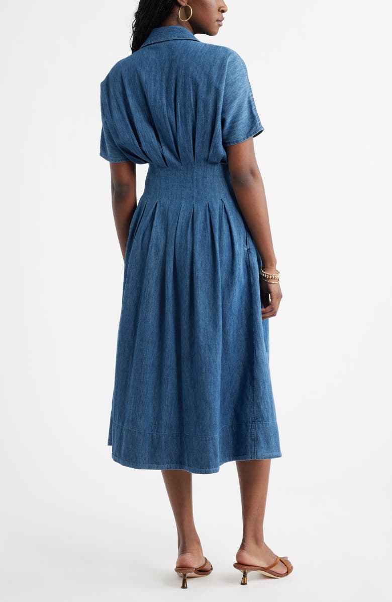 Caslon<sup>®</sup> Short Dolman Sleeve Denim Shirt Dress, Alternate, color, Dark Wash
