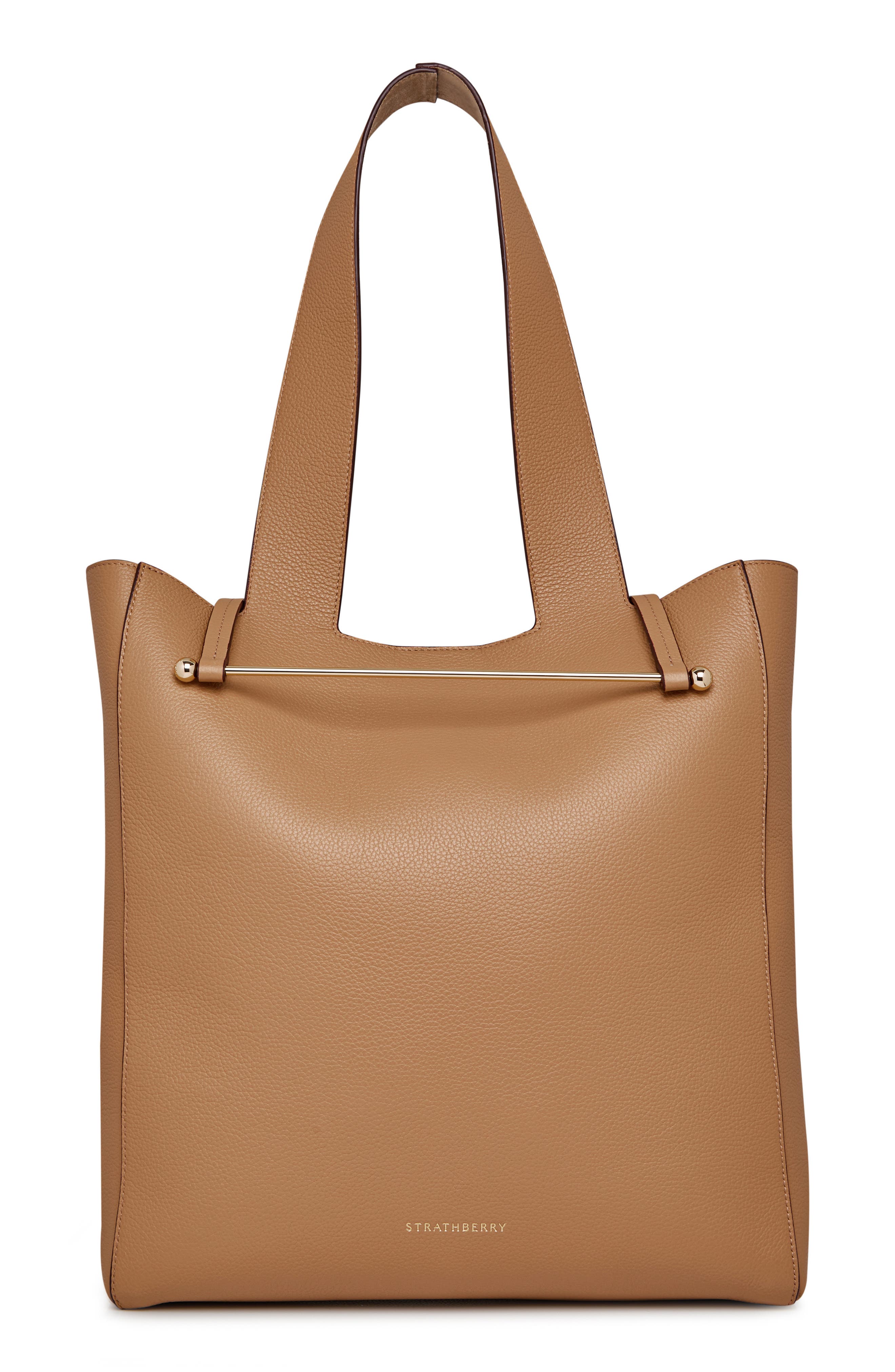 Strathberry Melody Fine Grain Leather Tote, Main, color, Caramel