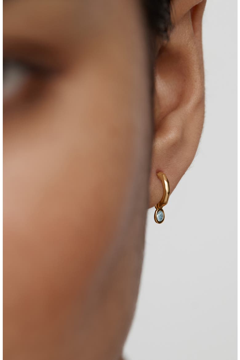 Birthstone Huggie Hoop Earrings, Alternate, color, 18K GOLD VERMEIL/ AQUA