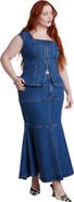 ELOQUII Denim Trumpet Maxi Skirt