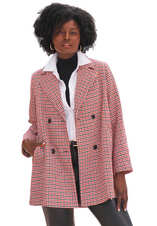 Jessica London A-line Wool Peacoat In Pink