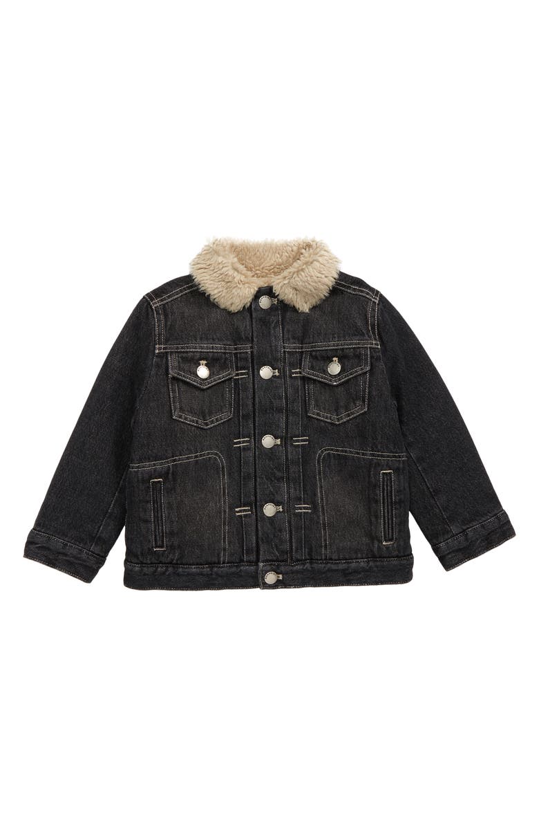 Bonpoint Kids' Tigan Faux Shearling Trim Denim Jacket, Main, color, 