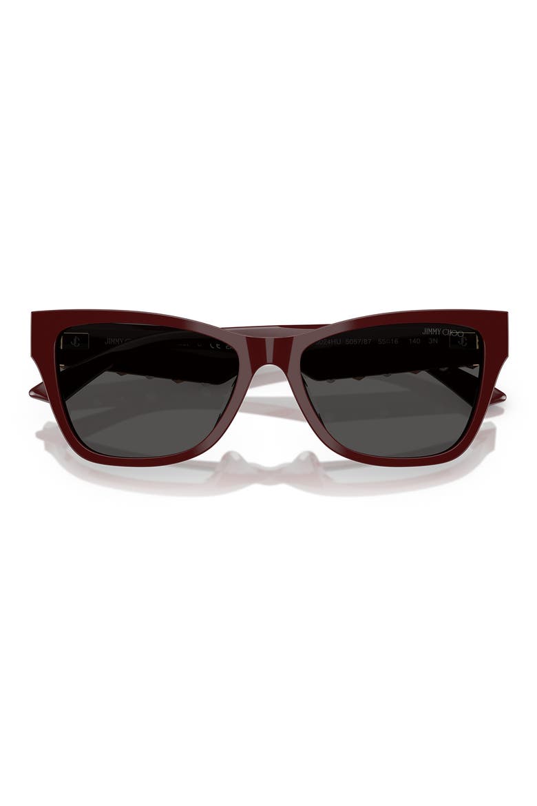 55mm Pillow Sunglasses, Alternate, color, RED