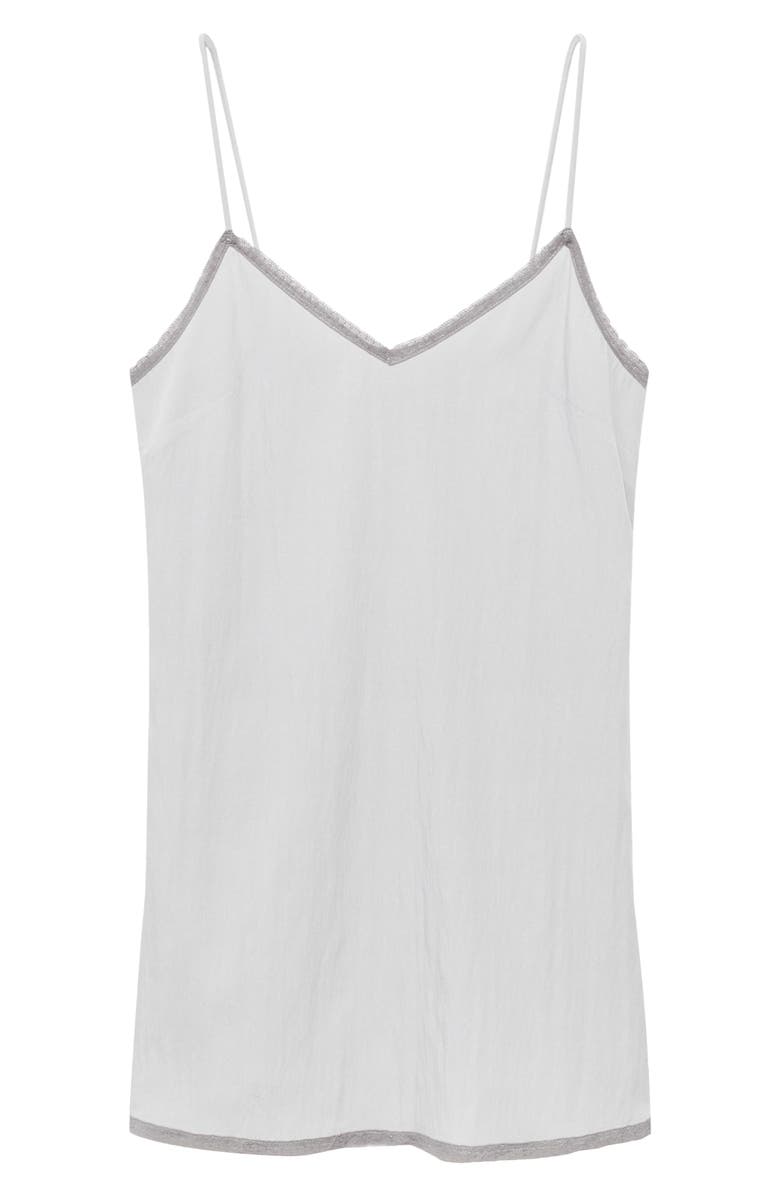 MANGO Lace Accent Chemise, Alternate, color, Light/ Pastel Grey