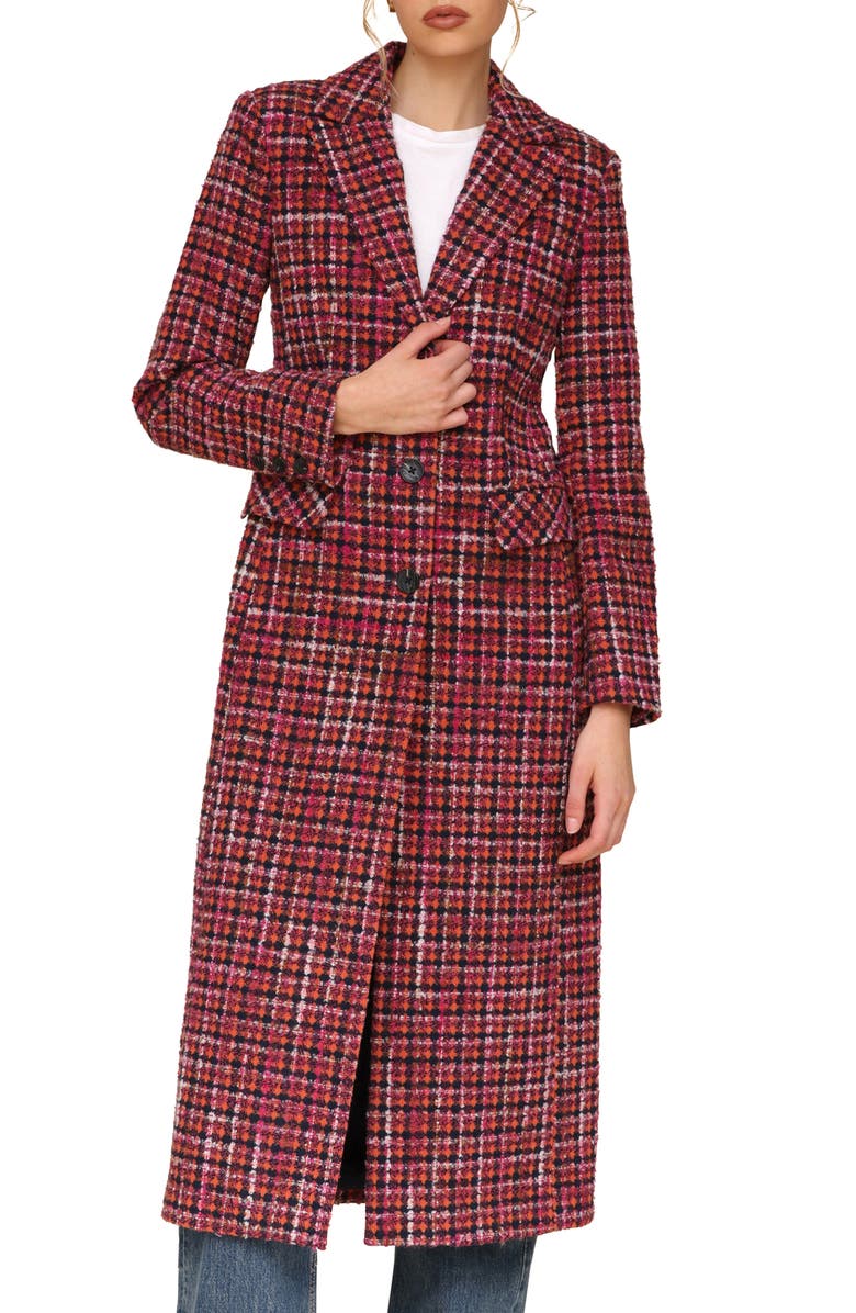 Avec Les Filles Single Breasted Tweed Maxi Coat, Main, color, 