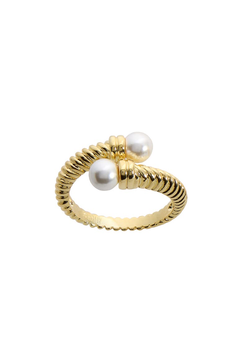 Cove Faux Pearl Bypass Ring, Main, color, GOLD