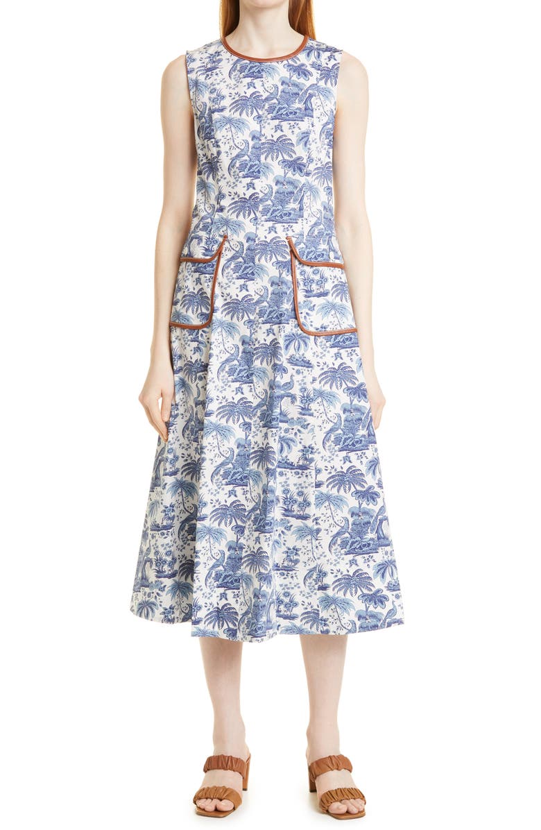 STAUD Bait Faux Leather A-Line Dress, Main, color, 