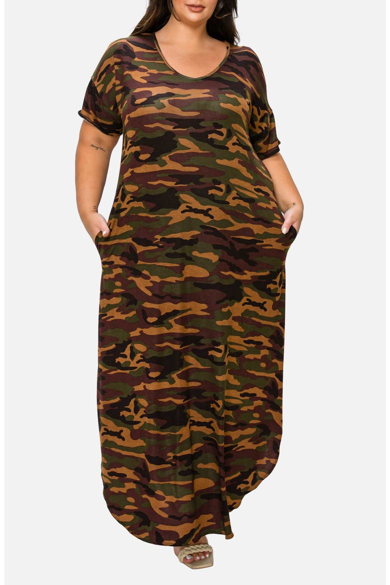 Katt Camo Pocket Maxi Dress, Alternate, color, CAMO