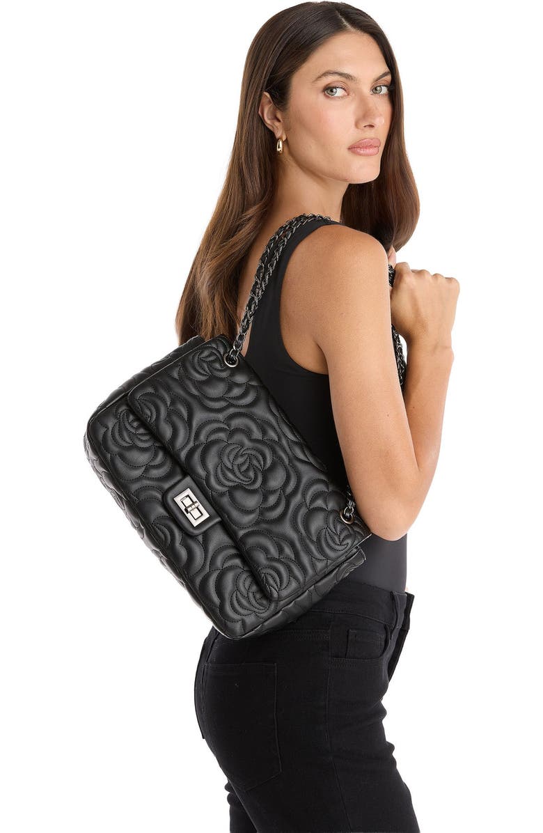 The Noli Shop Alessia Rose Embossed Leather Bag, Alternate, color, Black