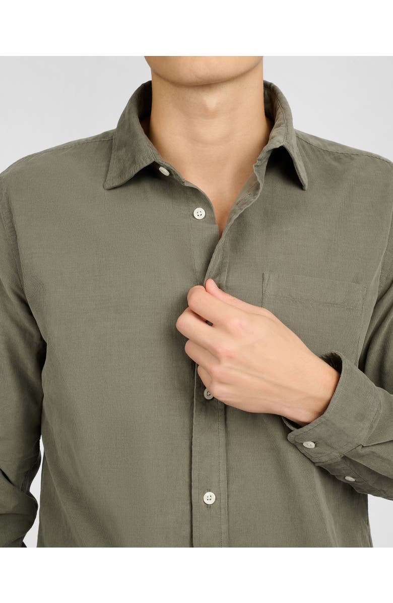 Onia Micro Cord Long Sleeve Button Down, Alternate, color, Dark Sage