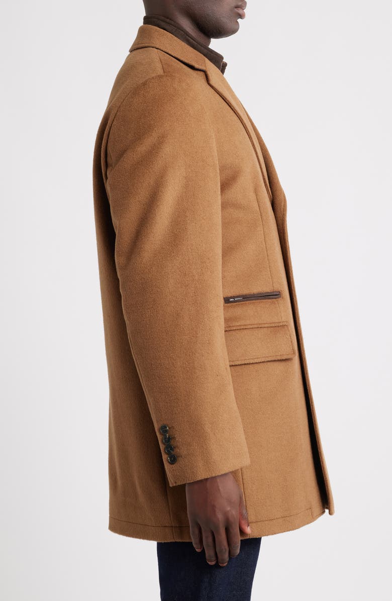 Hart Schaffner Marx Ellington Wool & Cashmere Overcoat with Quilted Faux Suede Bib, Alternate, color, Vicuna