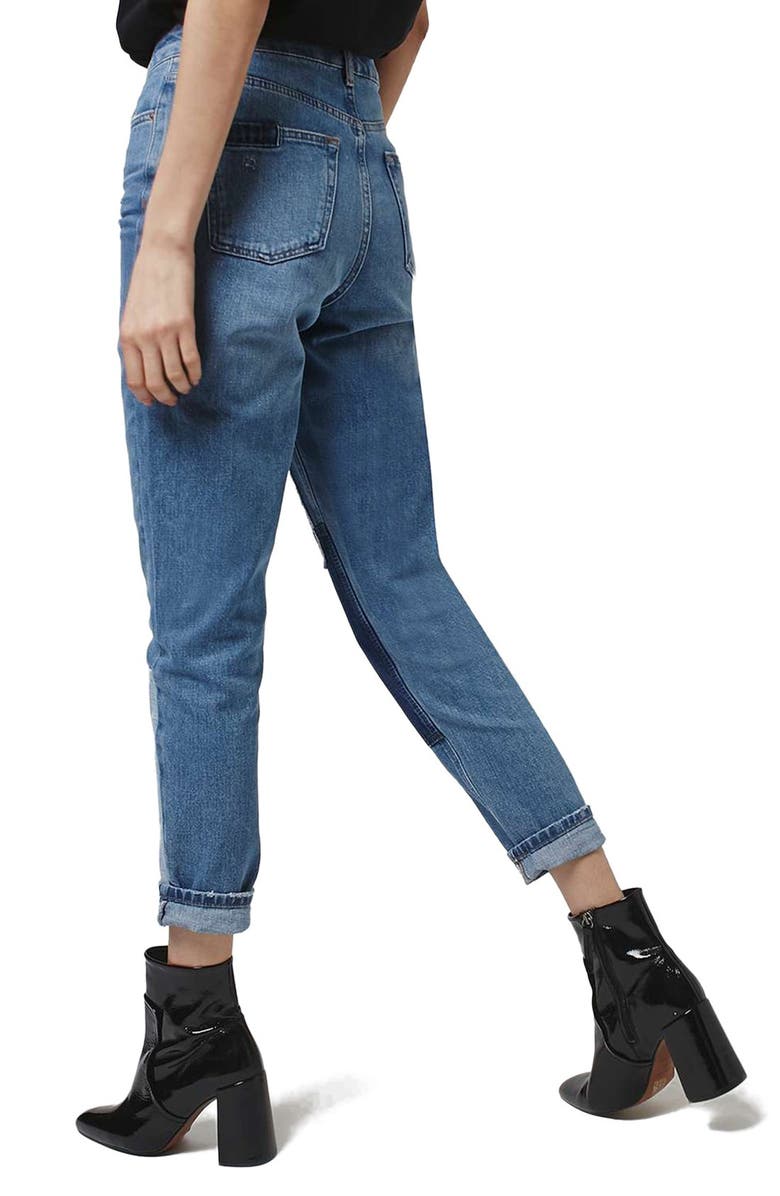 Topshop Mom Patchwork High Rise Jeans, Alternate, color, 