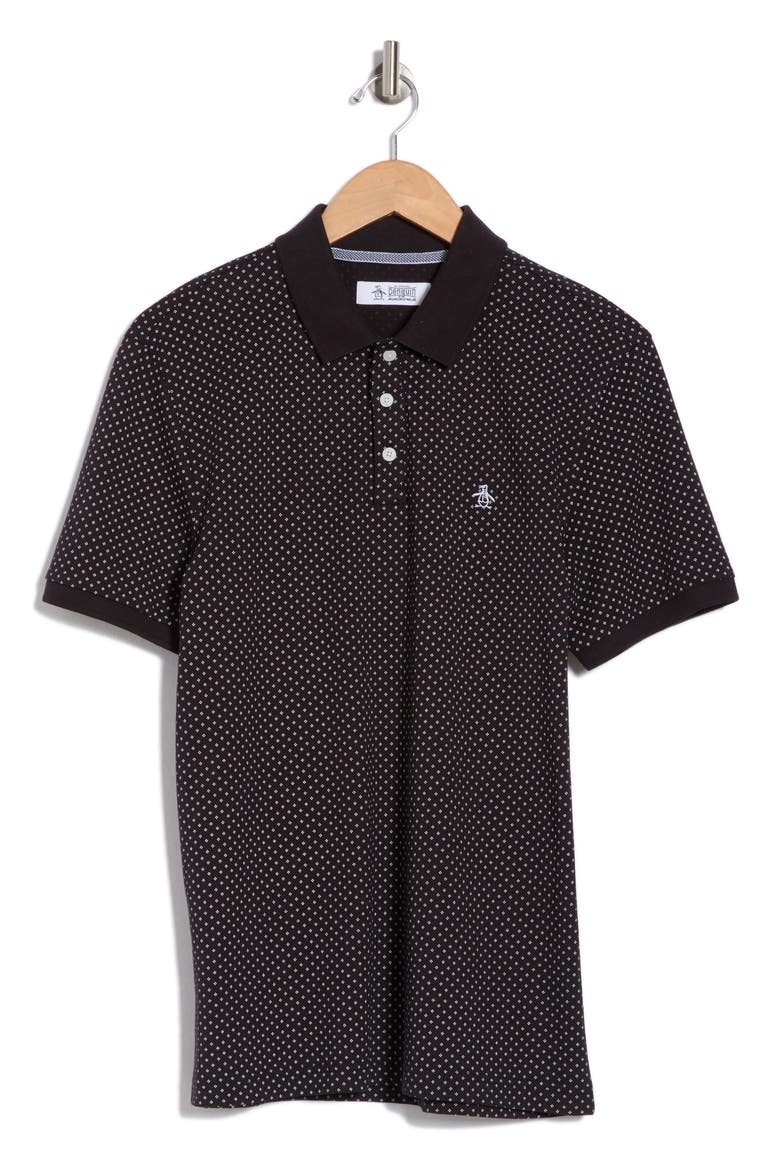 Ditsy Diamond Cotton Jersey Polo, Alternate, color, TRUE BLACK