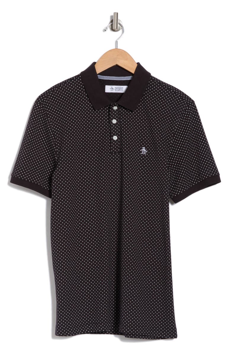 Original Penguin Ditsy Diamond Cotton Jersey Polo, Alternate, color, True Black