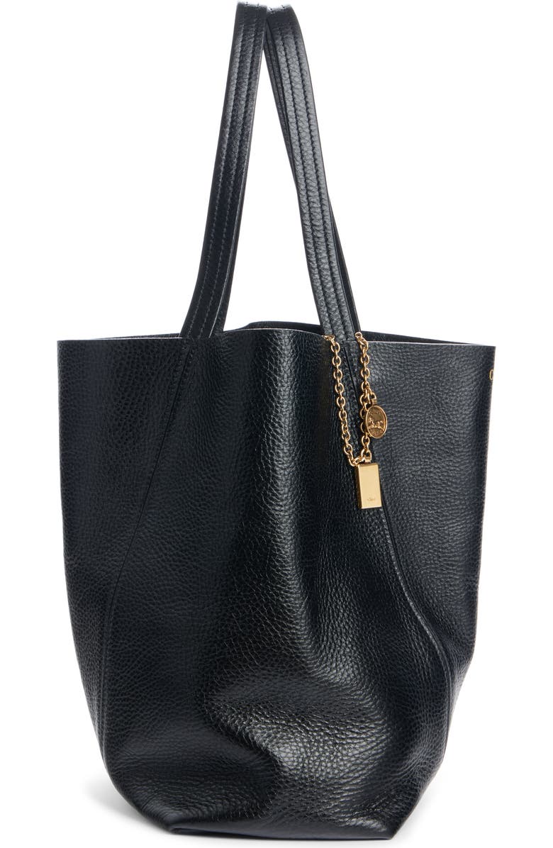 Chloé Spin Leather Tote, Alternate, color, 001 Black
