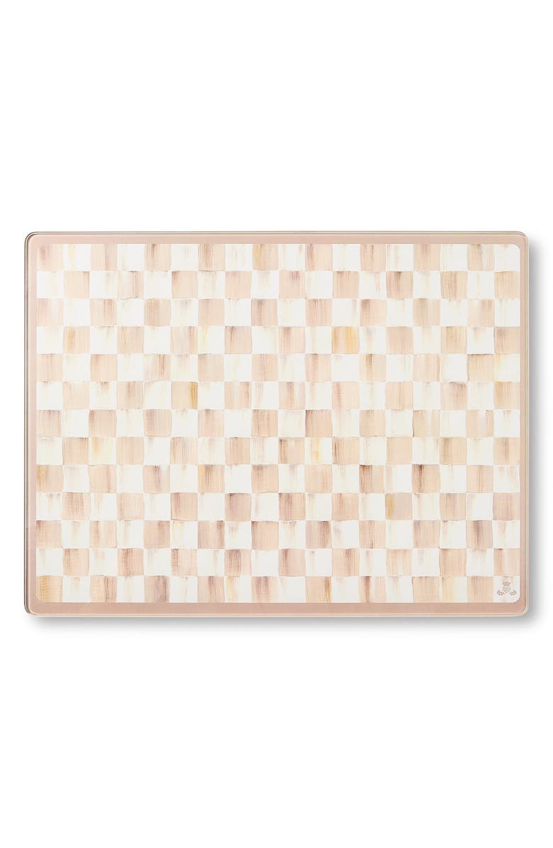 MACKENZIE CHILDS Mocha Check Set of 2 Glass Cutting Boards, Main, color, Mocha