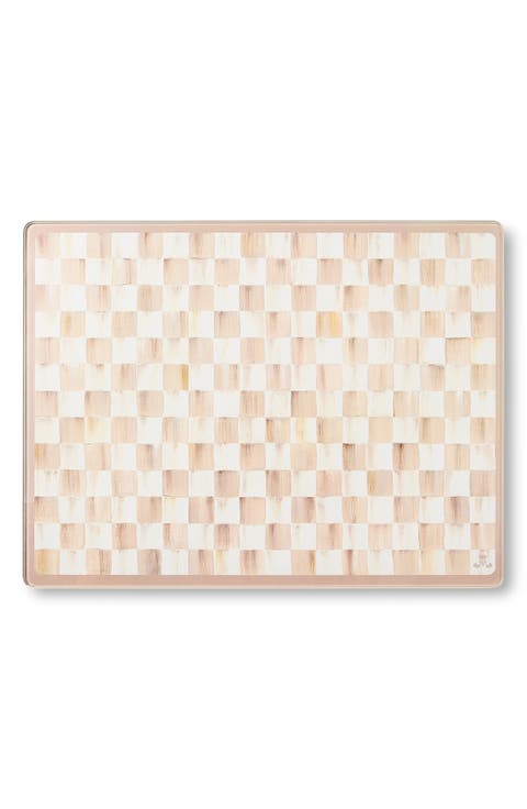 Mocha Check Set of 2 Glass Cutting Boards