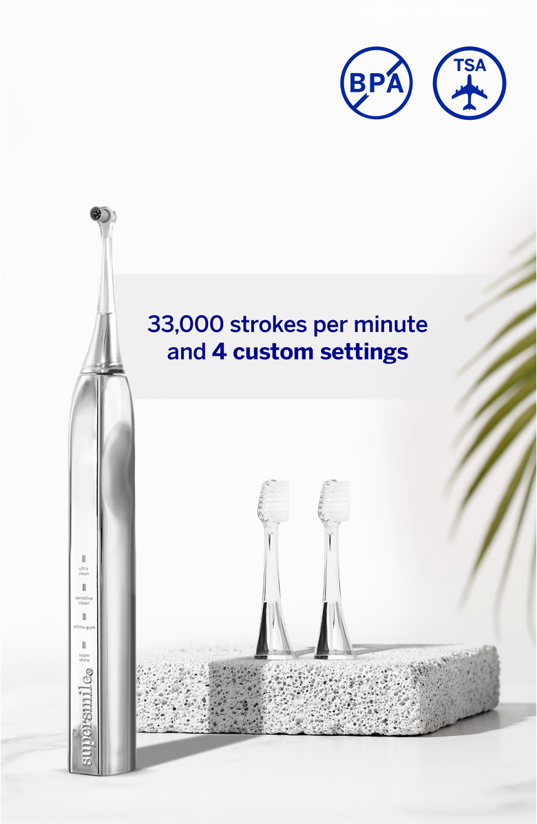 Supersmile Zina45 Sonic Pulse Toothbrush, Alternate, color, Chromse Silver