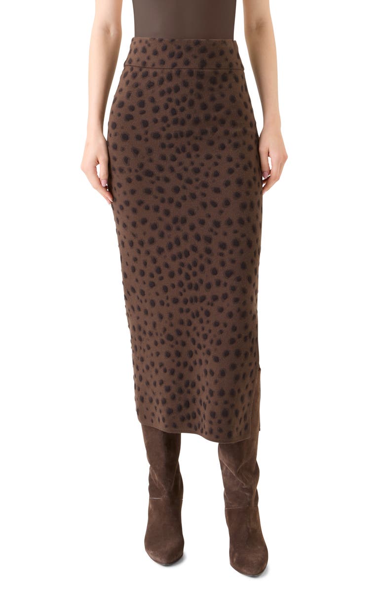 Akris punto Abstract Dot Stretch Virgin Wool Knit Tube Skirt, Main, color, Hazel-Bark