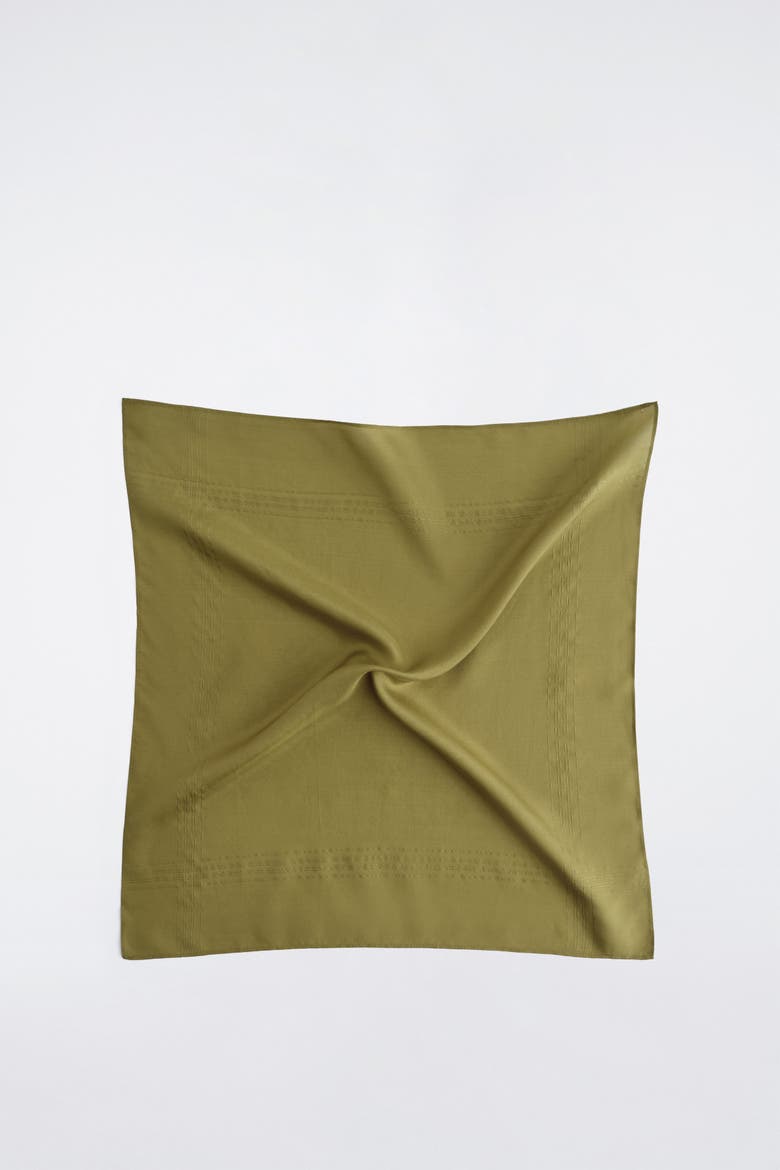 Silk Bandana Scarf, Alternate, color, OLIVE GREEN