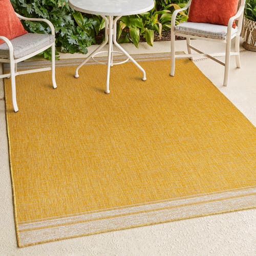 Jonathan Y Alda Modern Minimalist Mingled Solid Indoor/outdoor Area Rug In Yellow/cream