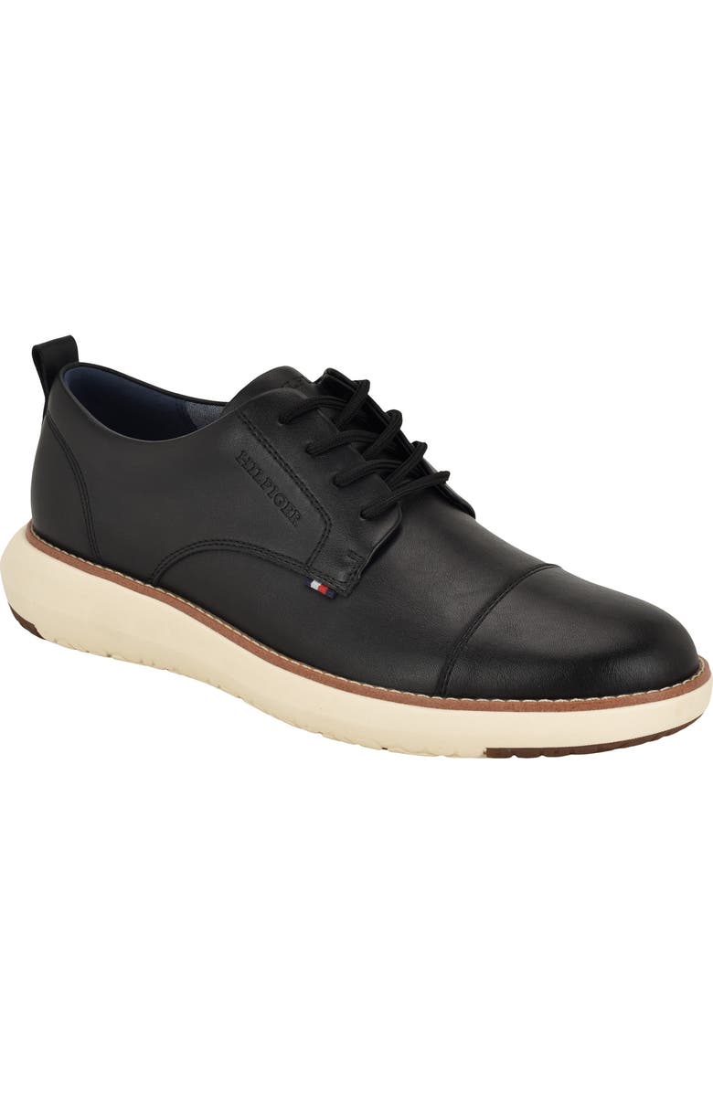 Tommy Hilfiger Fader Faux Leather Cap Toe Derby, Main, color, Black