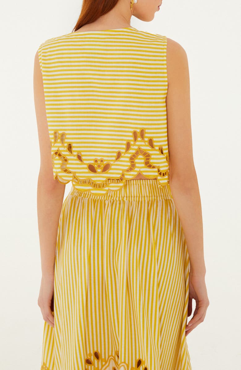 FARM Rio Richilieu Stripe Eyelet Tank, Alternate, color, Yellow
