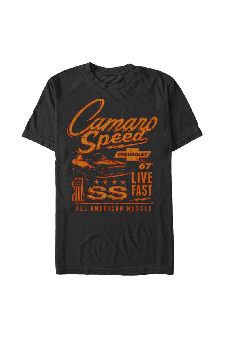 Men's General Motors Camaro Live Fast  Graphic T-Shirt, Main, color, Black