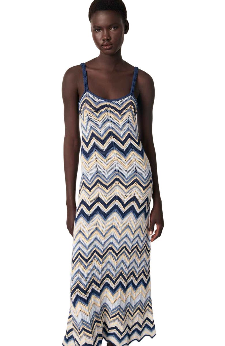 maje Crochet-knit maxi dress, Alternate, color,