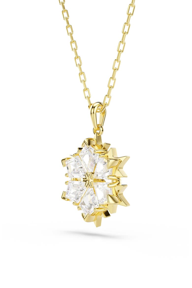 Magic Snowflake Pendant Necklace, Alternate, color, WHITE CRYSTAL GOLD