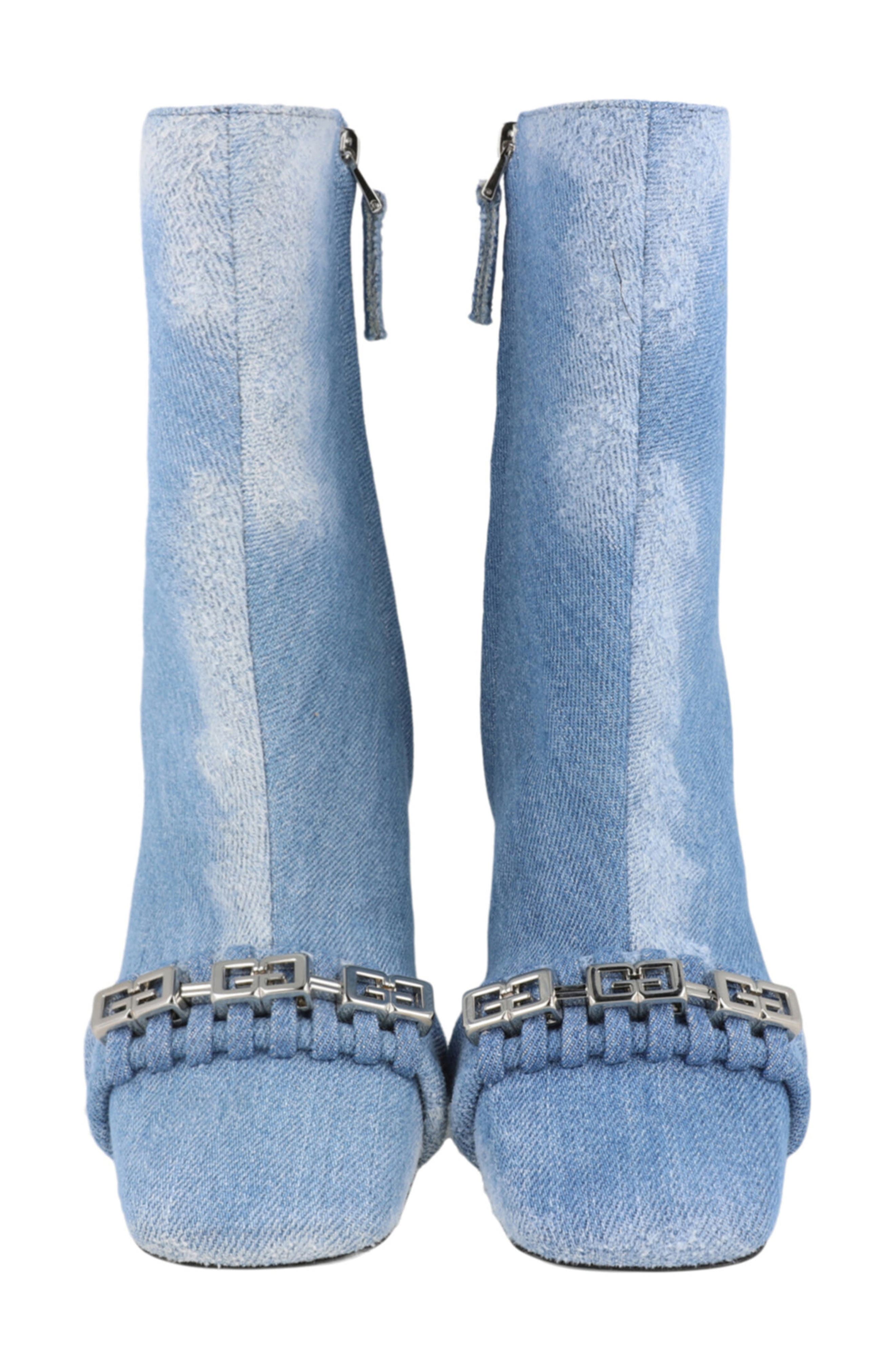 Givenchy Square Toe Denim Ankle Boot, Alternate, color, Medium Blue