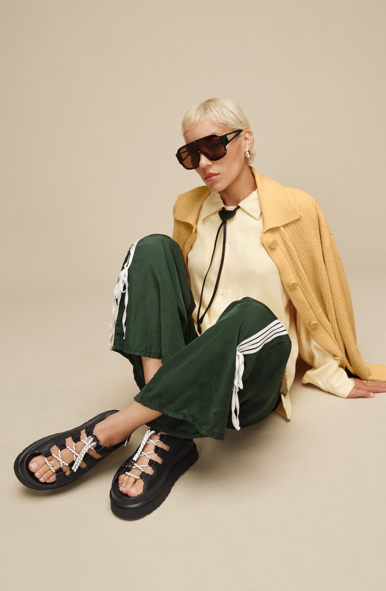 UGG<sup>®</sup> GoldenGlow Sandal, Alternate, color, Black