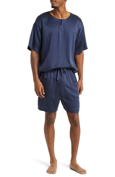 Henley Washable Silk Short Pajamas
