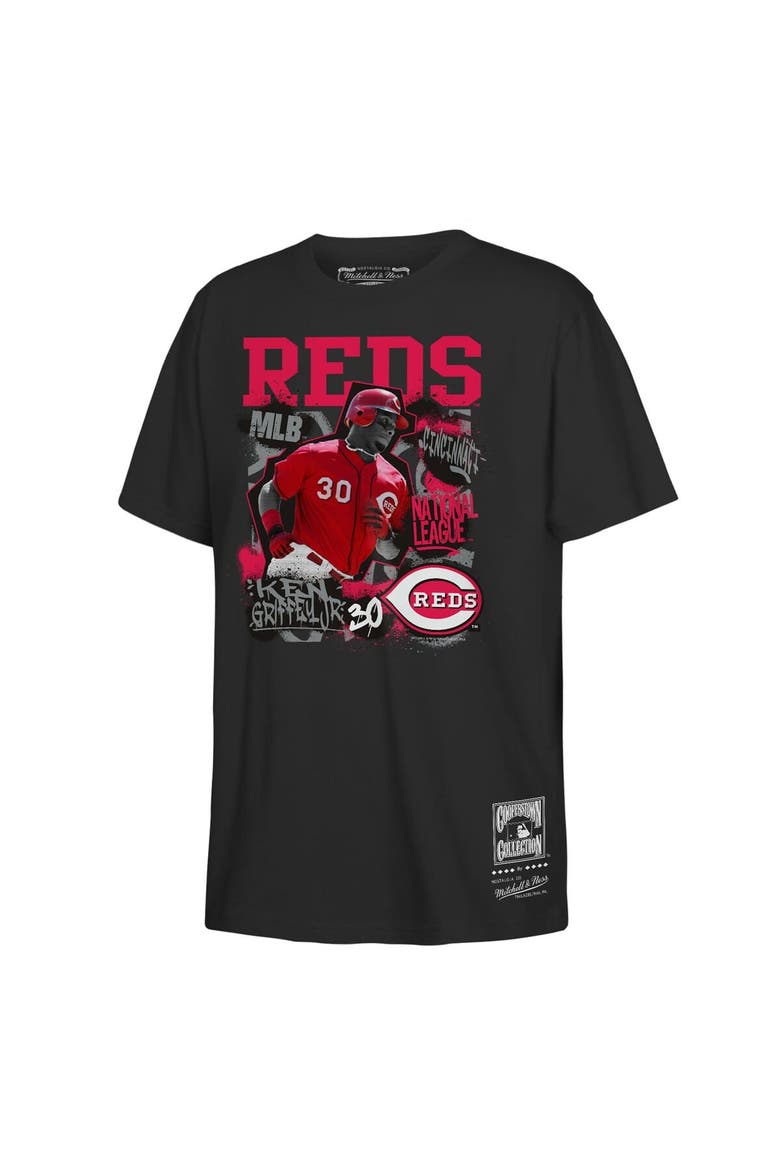 Youth Mitchell & Ness Ken Griffey Jr. Black Cincinnati Reds Cooperstown Star Moment T-Shirt, Main, color, Black