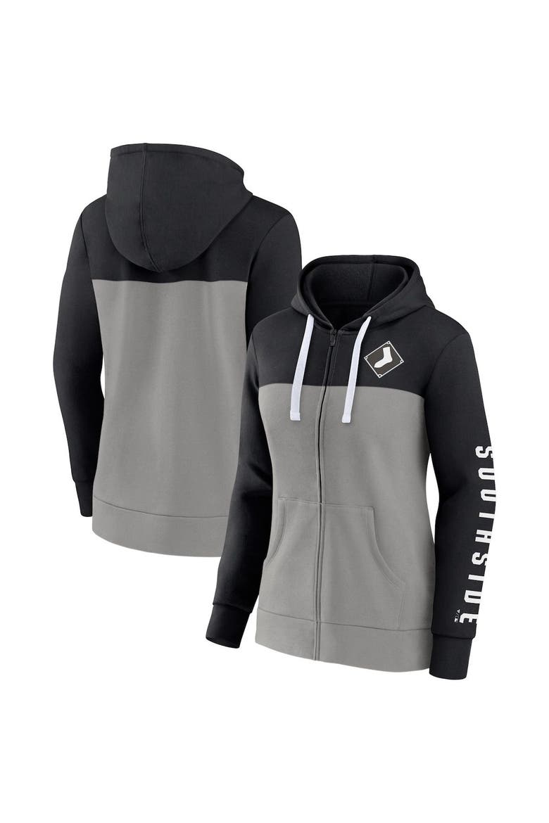 Women's Fanatics Branded Black/Gray Chicago White Sox Take The Field Colorblocked Hoodie Full-Zip Jacket, Main, color, Black