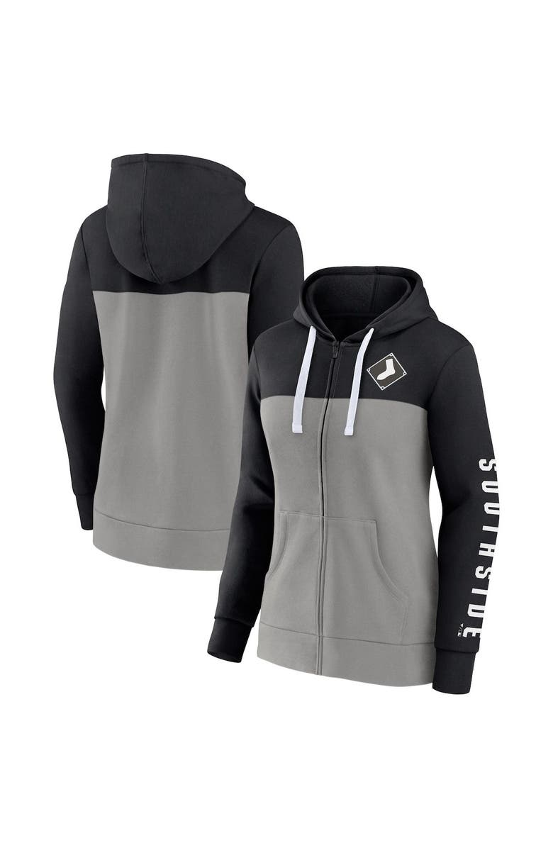 FANATICS Women's Fanatics Branded Black/Gray Chicago White Sox Take The Field Colorblocked Hoodie Full-Zip Jacket, Main, color, Black