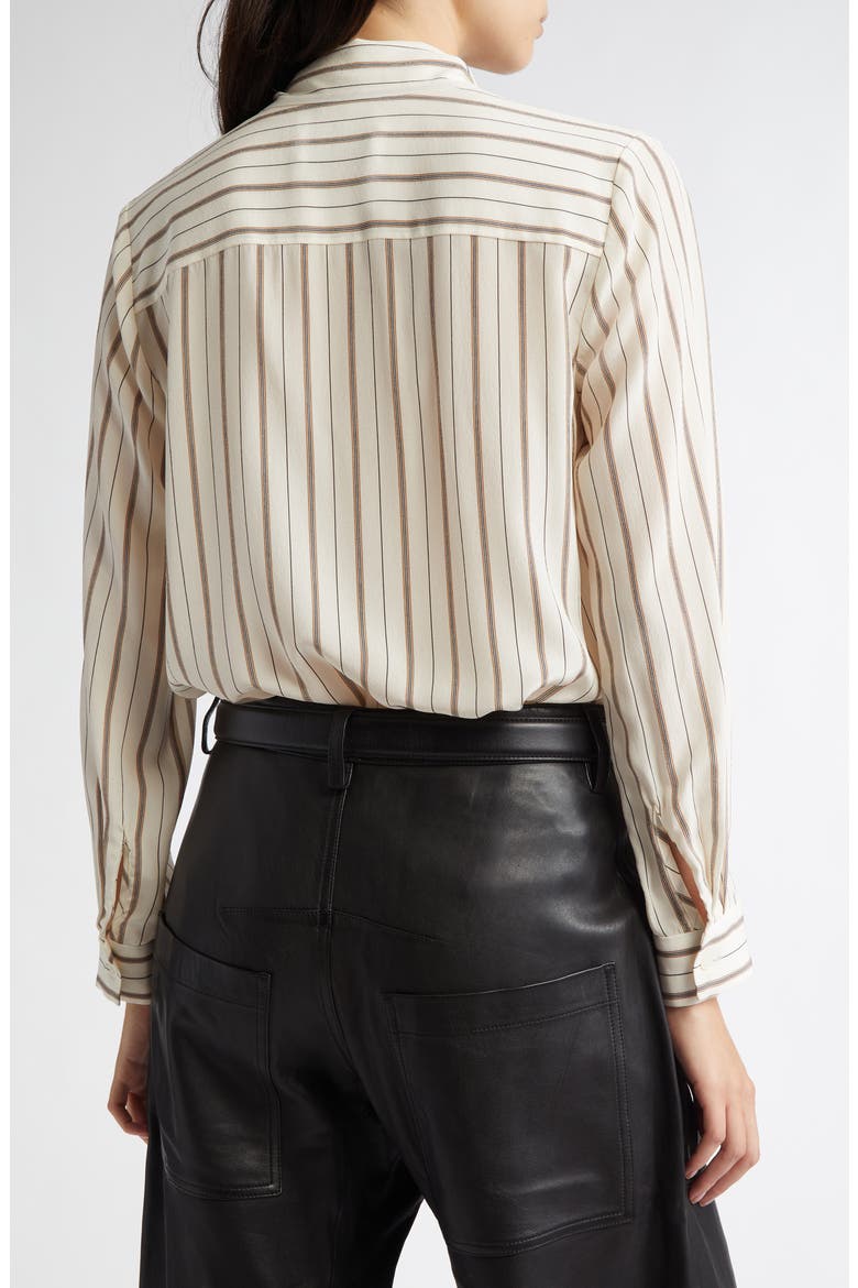Angelique Stripe Tie Neck Silk Shirt, Alternate, color, BRANDY STRIPES