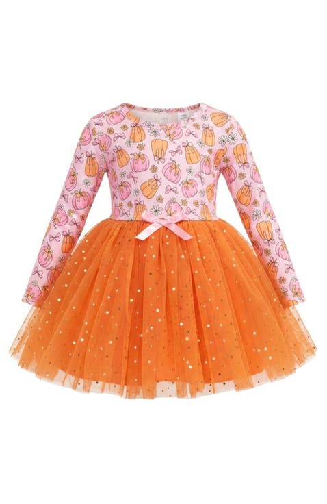 Fall Fun Pumpkin Glitter Tutu Dress