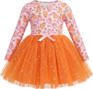 Mia Belle Girls Fall Fun Pumpkin Glitter Tutu Dress