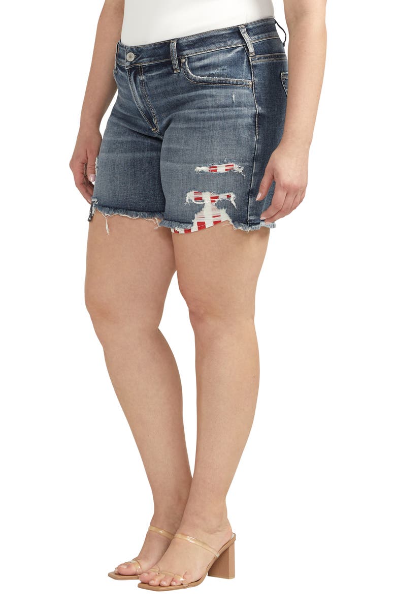 Silver Jeans Co. Americana Mid Rise Boyfriend Shorts, Alternate, color, Indigo