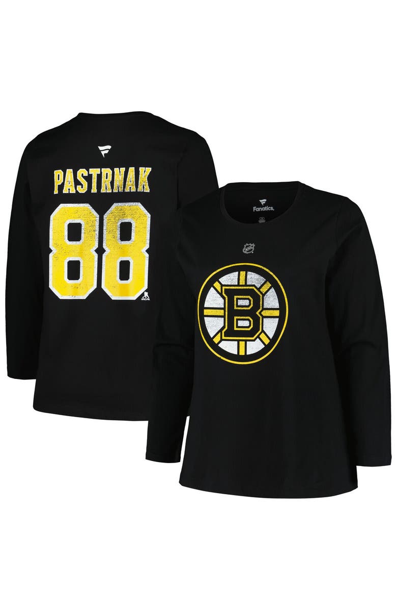 PROFILE Women's Profile David Pastrnak Black Boston Bruins Plus Size Name & Number Long Sleeve T-Shirt, Main, color, Black