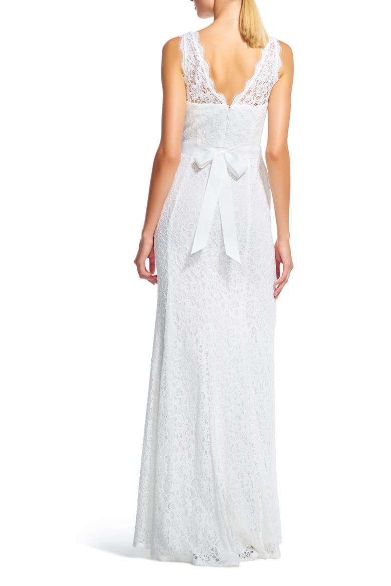 Sleeveless Lace Overlay Illusion Gown, Alternate, color, IVORY