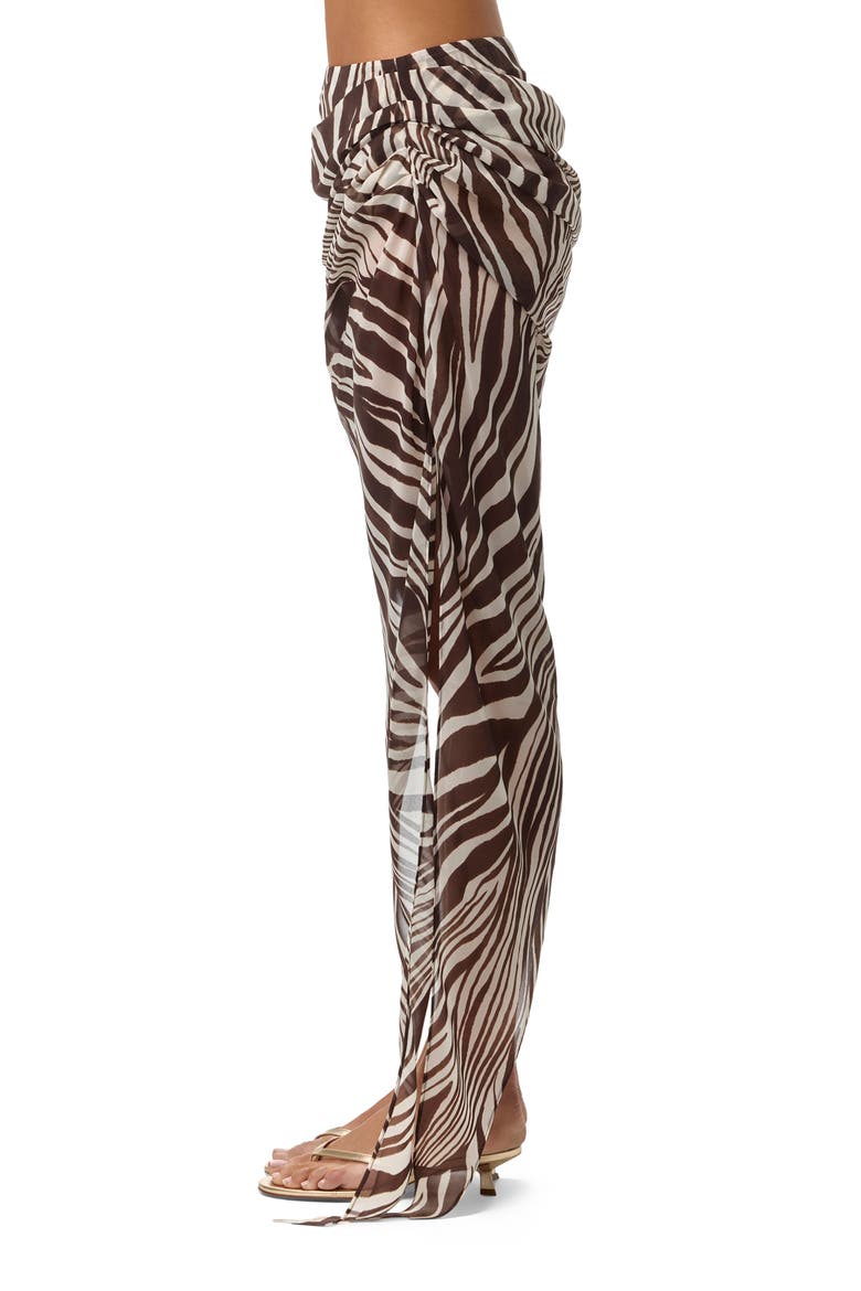 Zebra Stripe Asymmetric Chiffon Skirt, Alternate, color, WILD RIVIERA