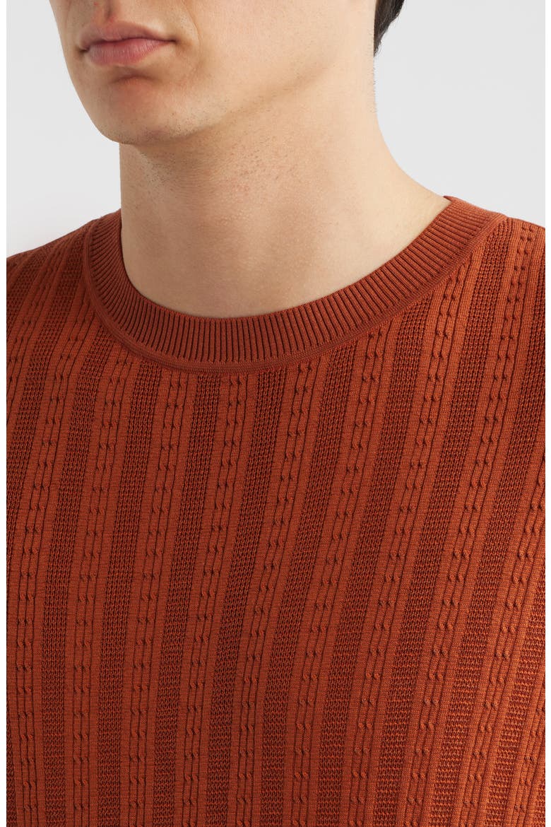 Tesar Textured Cotton & Silk T-Shirt, Alternate, color, MEDIUM BROWN