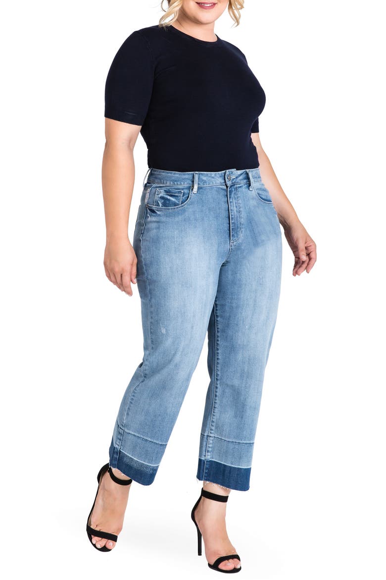 Release Hem Denim Culottes, Alternate, color, SPRUCE