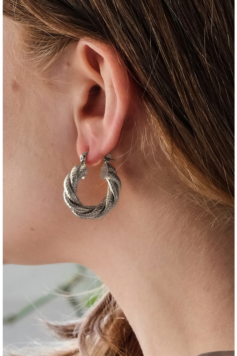 Cerys Twist Hoop Earrings, Alternate, color, SILVER