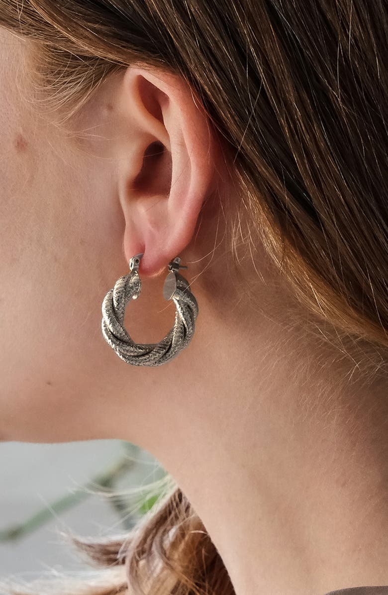 Sterling Forever Cerys Twist Hoop Earrings, Alternate, color, Silver