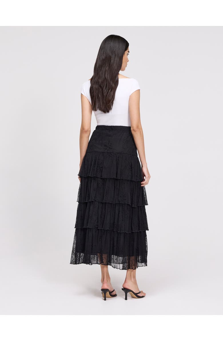 Finery London Elisa Mesh Midi Tiered Skirt, Alternate, color, Black