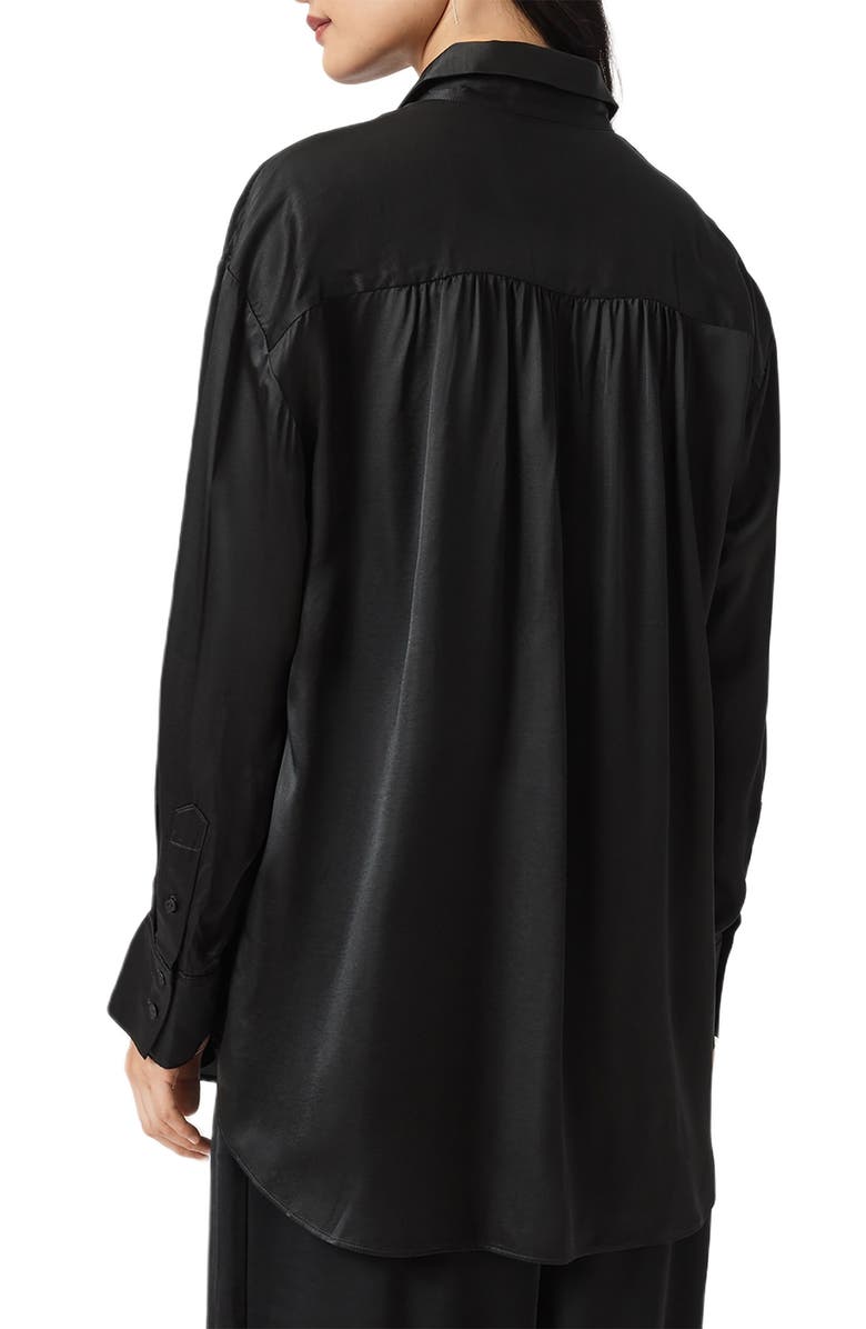 AllSaints Bernie Floral Print Long Sleeve Woven Shirt, Alternate, color, Petra Black