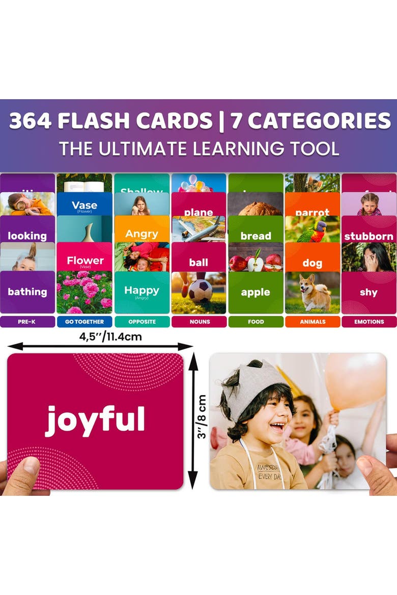 Kids Flash Cards High Contrast & Vocabulary, Alternate, color, Super Set